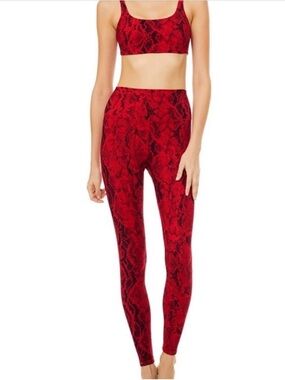 Alo Yoga Vapor High-Waisted Red Snake-Print Leggings